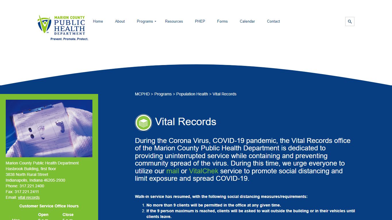 Vital Records - MCPHD